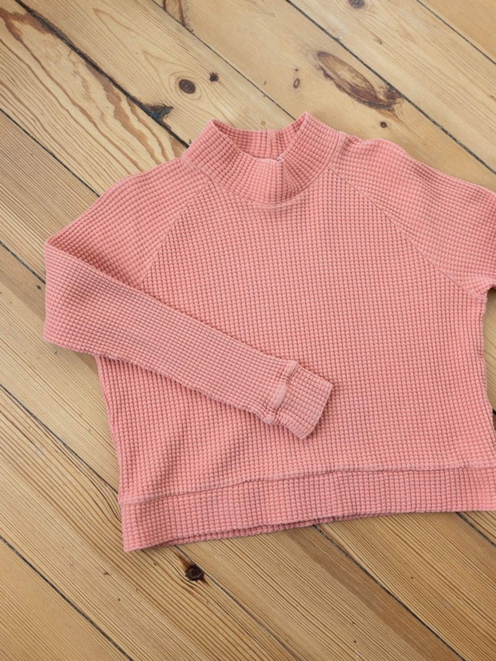 The North Face Pink Waffle-Knit Long Sleeve Top